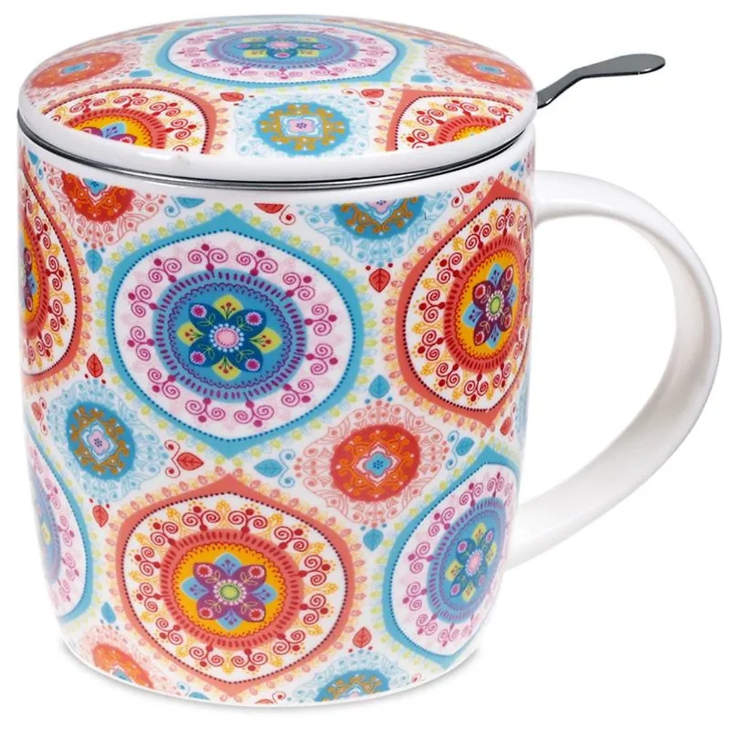 Tasse à thé infuseur Mandala bleu |  ±400 ml