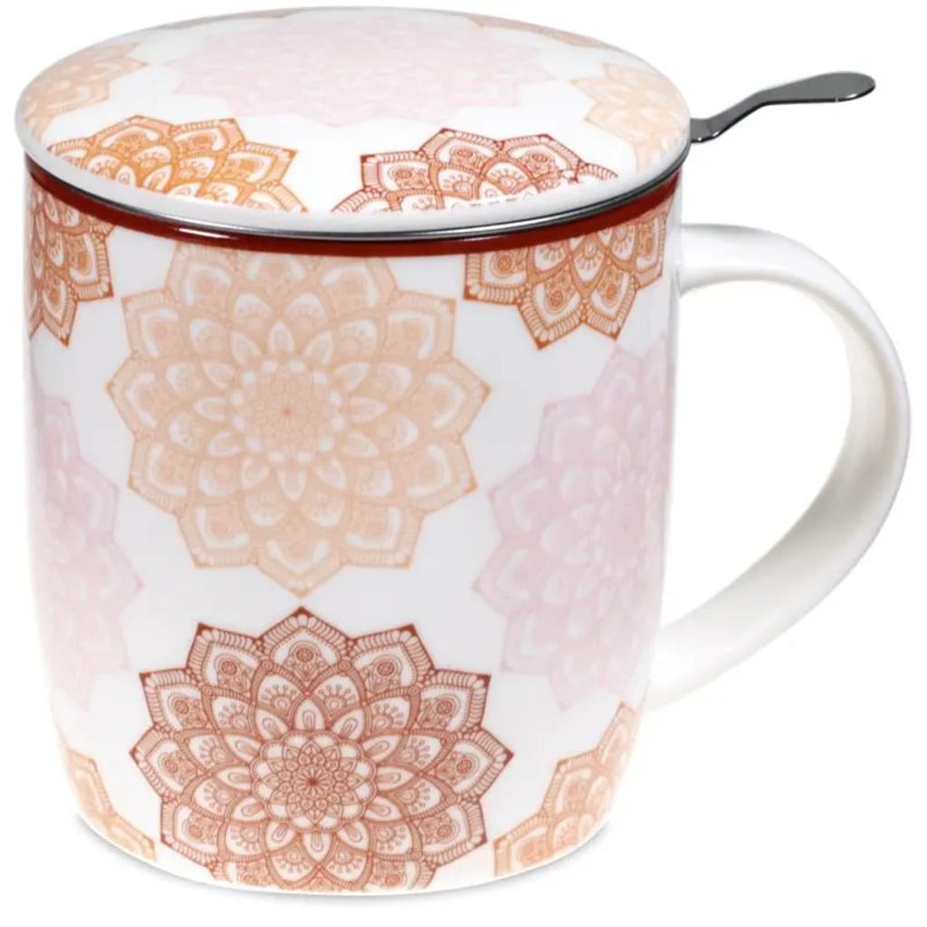 Tasse à thé infuseur Mandala rose -- 400 ml