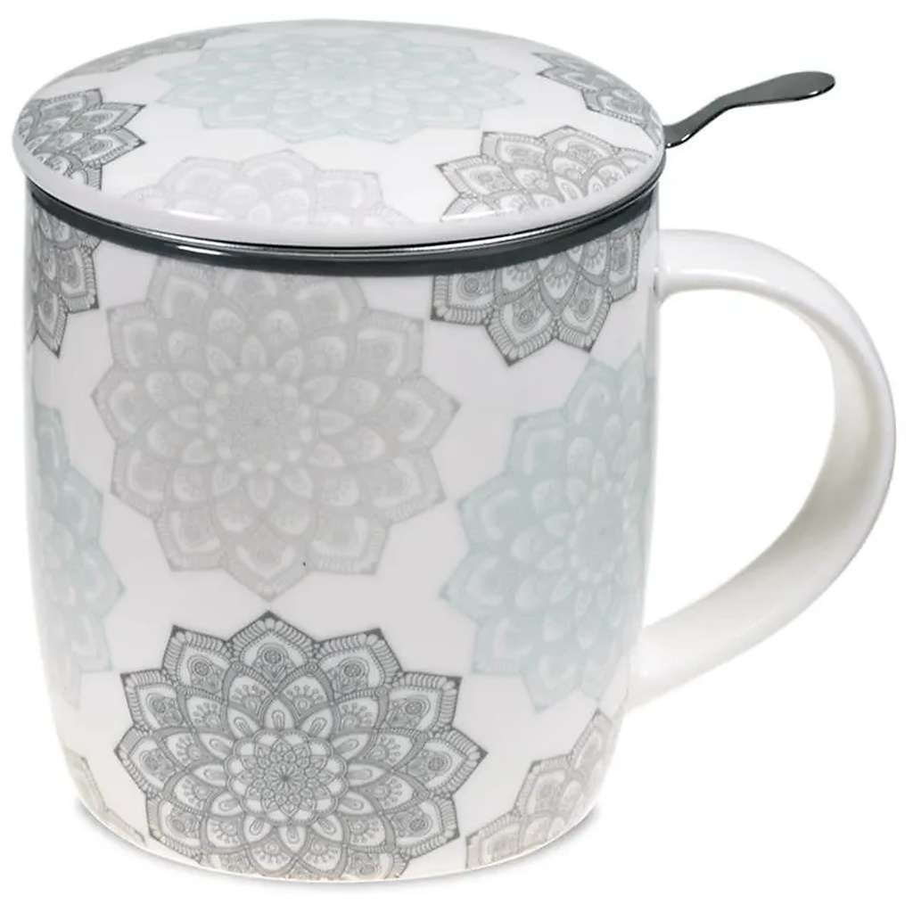 Tasse à thé infuseur Mandala gris |  ±400 ml