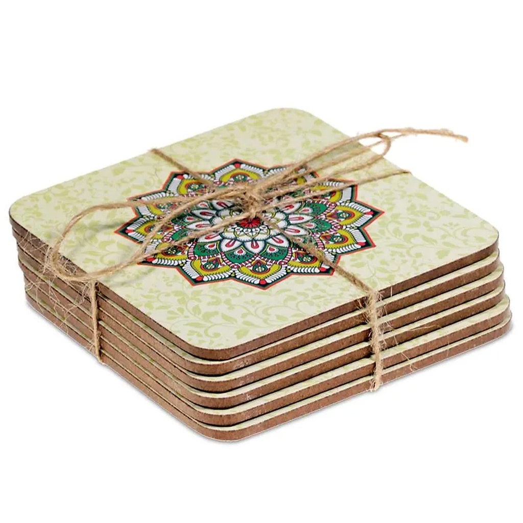 Sous-verres Mandala vert lot de 6 |184g