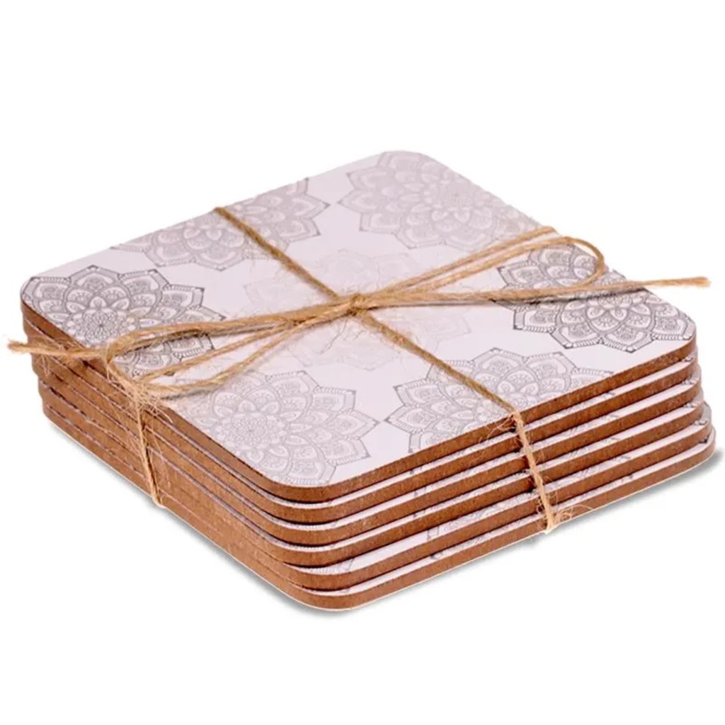 Sous-verres Mandala gris lot de 6