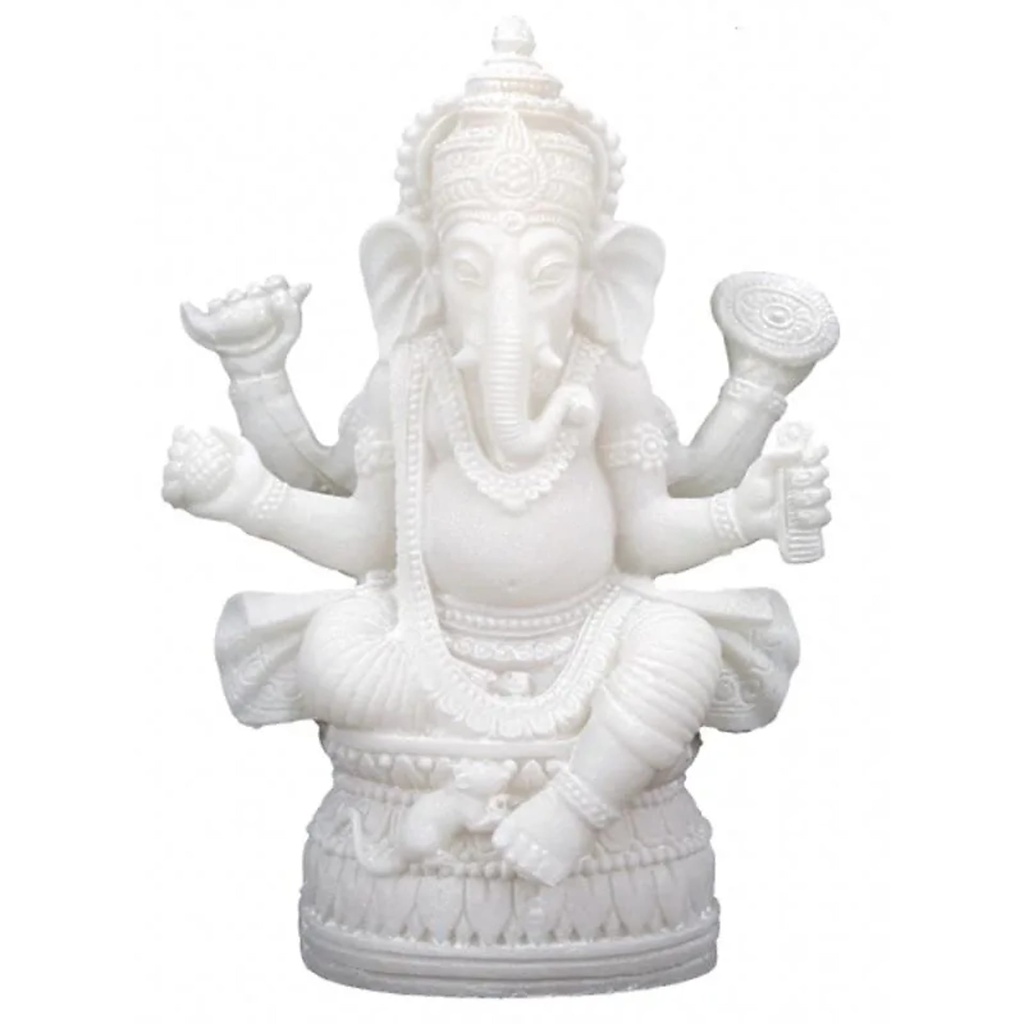 Ganesh blanc statuette | 17 cm