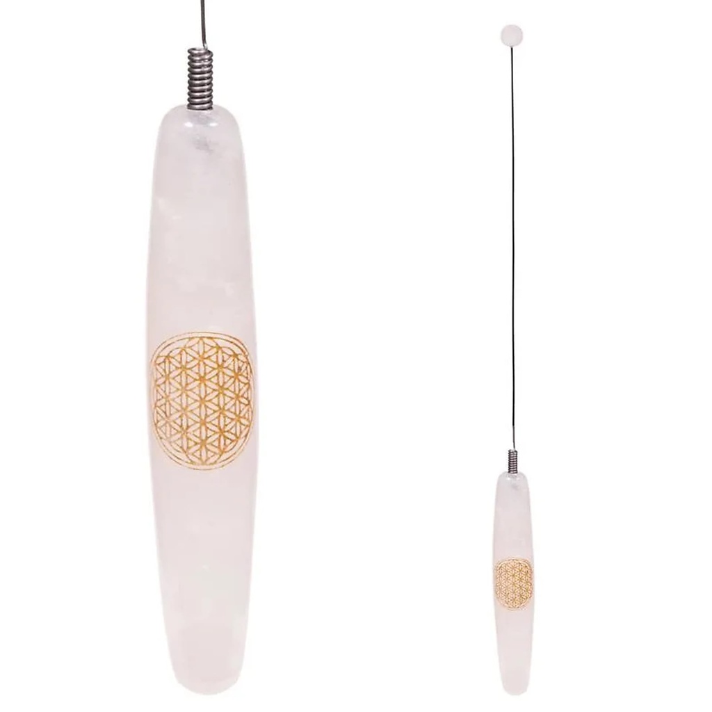 Bio-tensor Quartz rose et fleur de vie | 32 cm