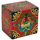 Coffret Tibétain peint à main | 15x15x12 cm