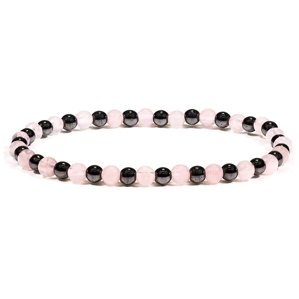 Bracelet hématite/quartz rose | ±0.4cm
