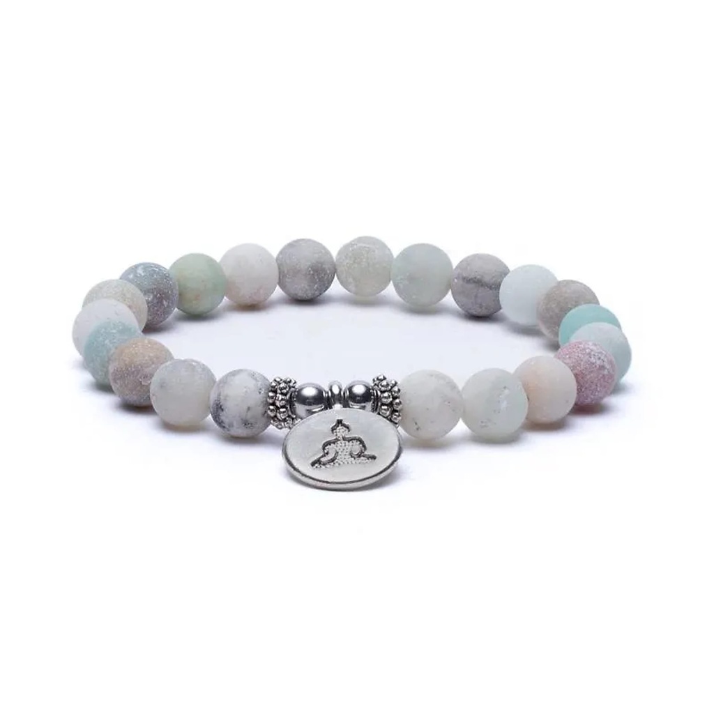 Mala/bracelet en Amazonite élastique avec Bouddha | 0.8 cm