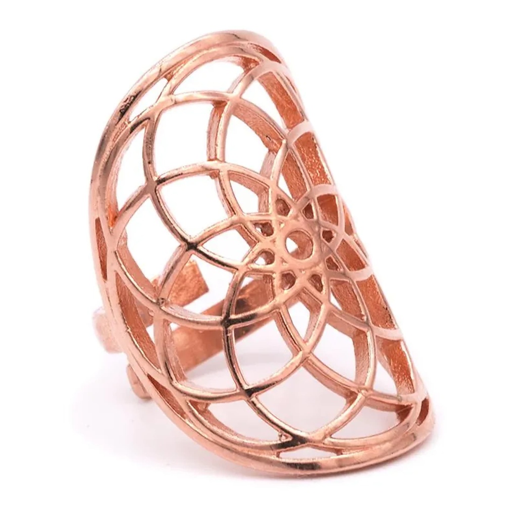 [8719497613700] Bague graine de la vie laiton couleur cuivre | 3.5x3 cm