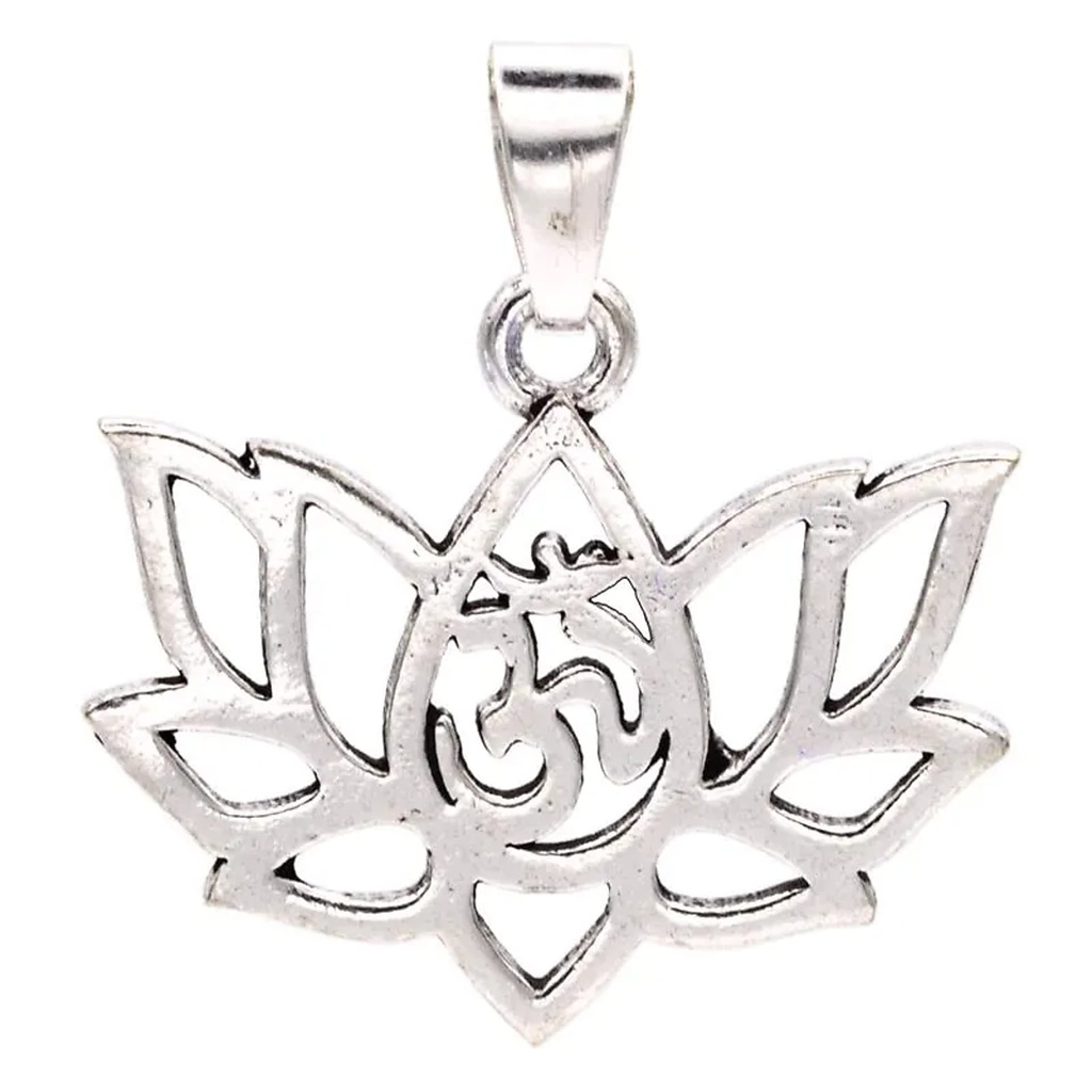 Pendentif lotus laiton couleur argent | 2.5 cm