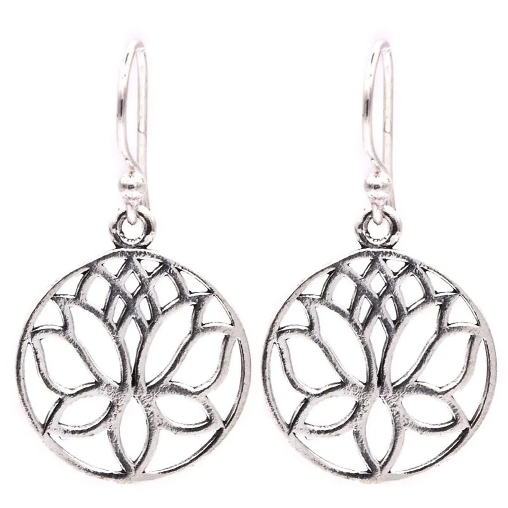 Boucles d'oreilles lotus laiton couleur argent | 1.8 cm