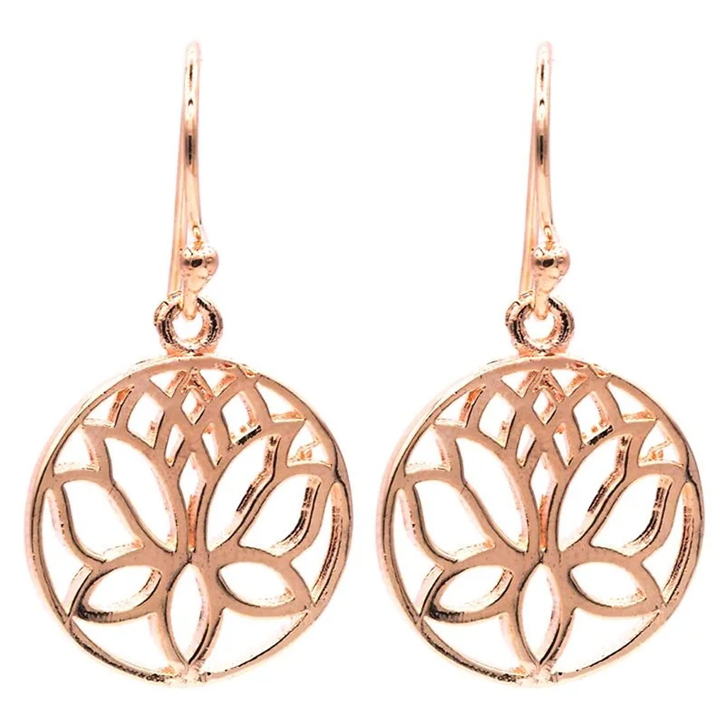 Boucles d'oreilles lotus en laiton couleur or rose | 1.8 cm