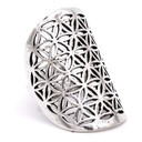 Bague fleur de vie en laiton couleur argent | 3x2 cm