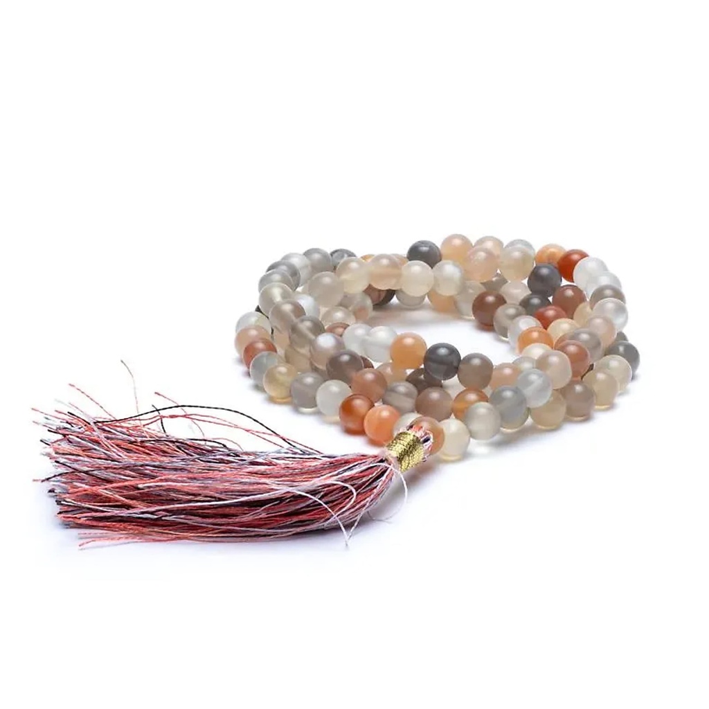 Mala pierre de Lune Qualité AA 108 perles + sac de brocart | 0.6 cm