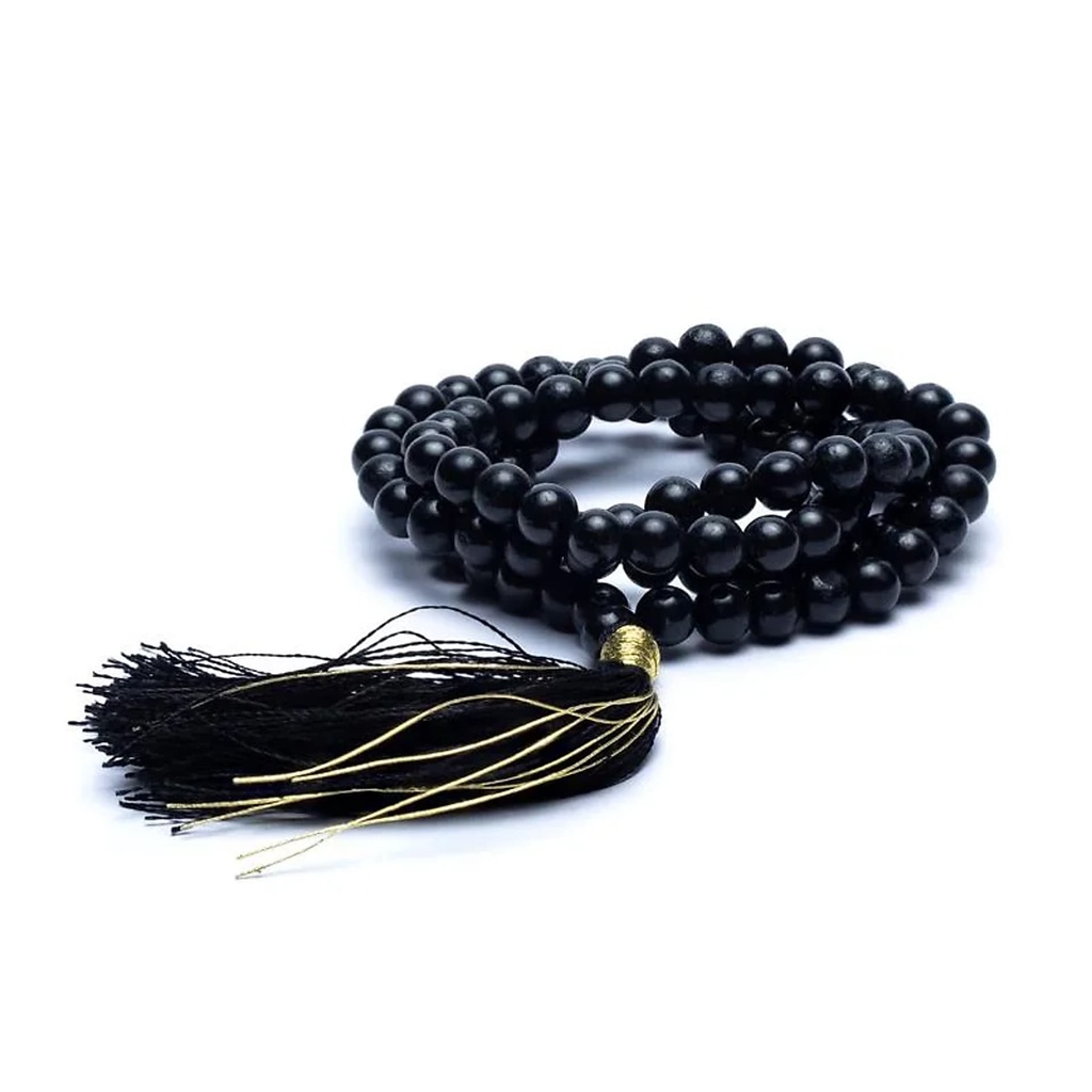 Mala Shungite qualité AA 108 perles + sachet en brocart | 0.6 cm