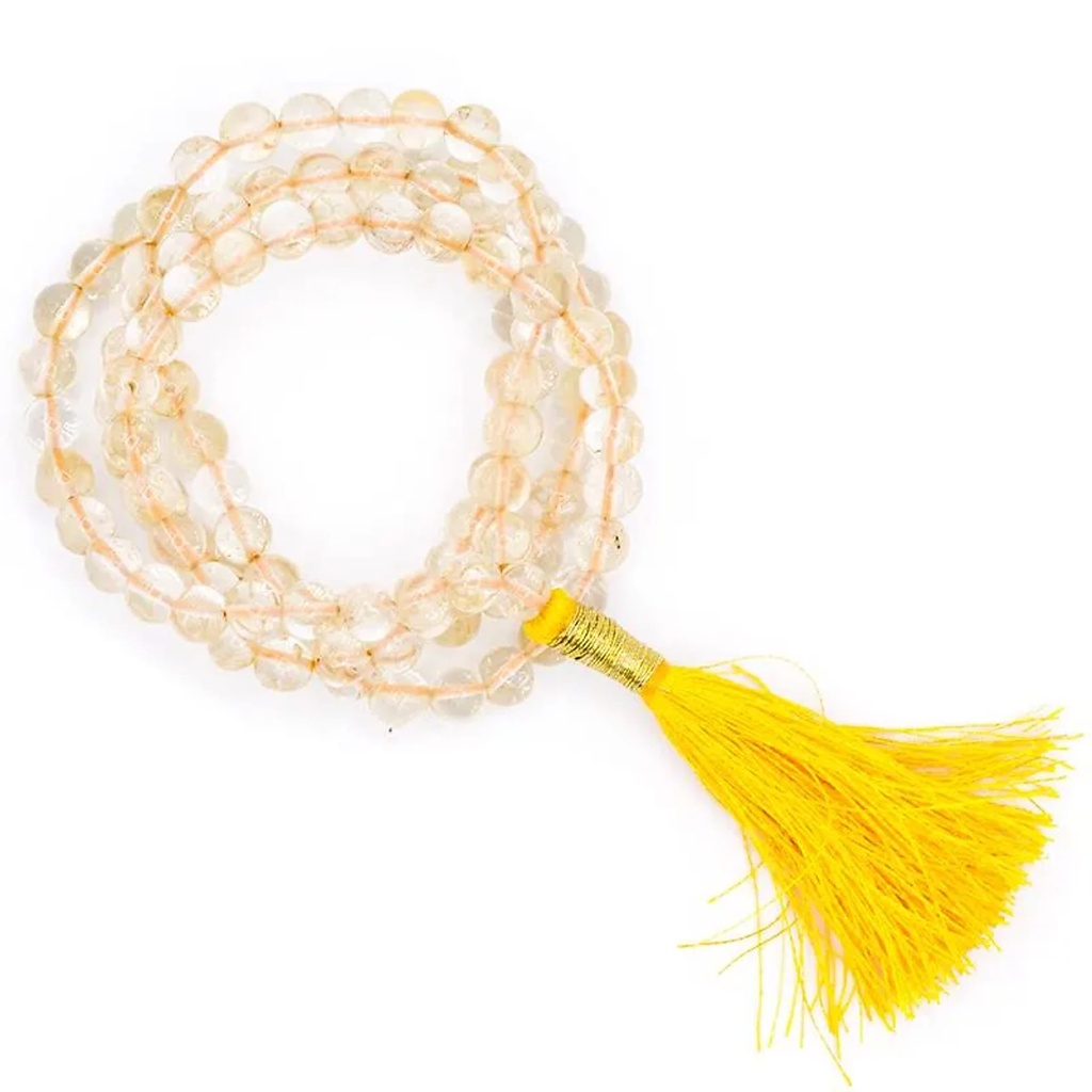 Mala Citrine qualité AA 108 perles + sachet en brocart | 0.6 cm