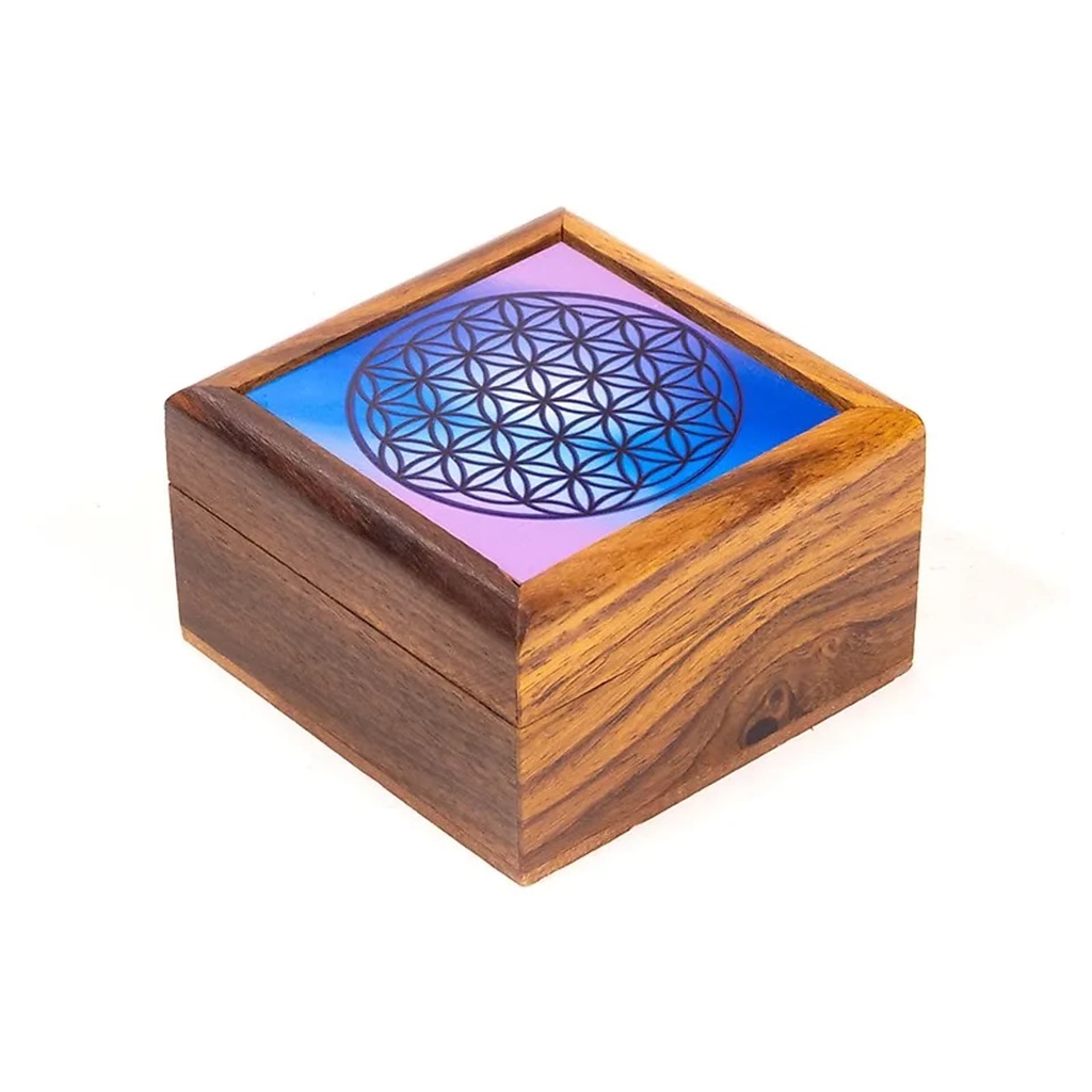 [8719497614271] Boîte à bijoux Fleur de Vie | 6.5x6.5x3.5 cm