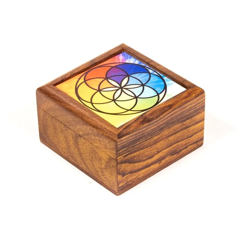 Boîte à bijoux Graines de Vie -- 6.5x6.5x3.5 cm