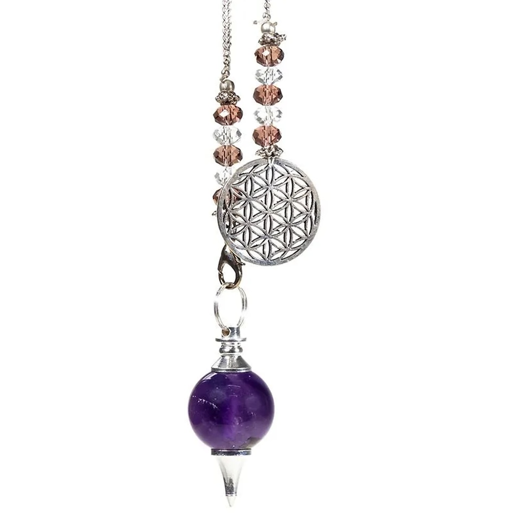 Pendule en améthyste chaine Fleur de Vie | 20 g