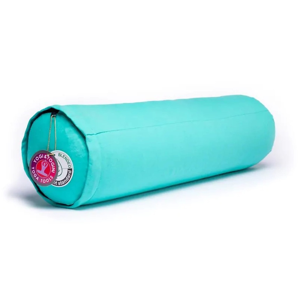 [8719497614608] Coussin cylindrique turquoise coton BIO (OCS) | 60x16cm; ±2300 g