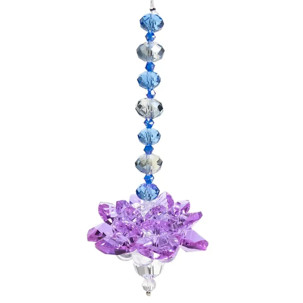 Feng Shui lotus en cristal violet -- 10cm
