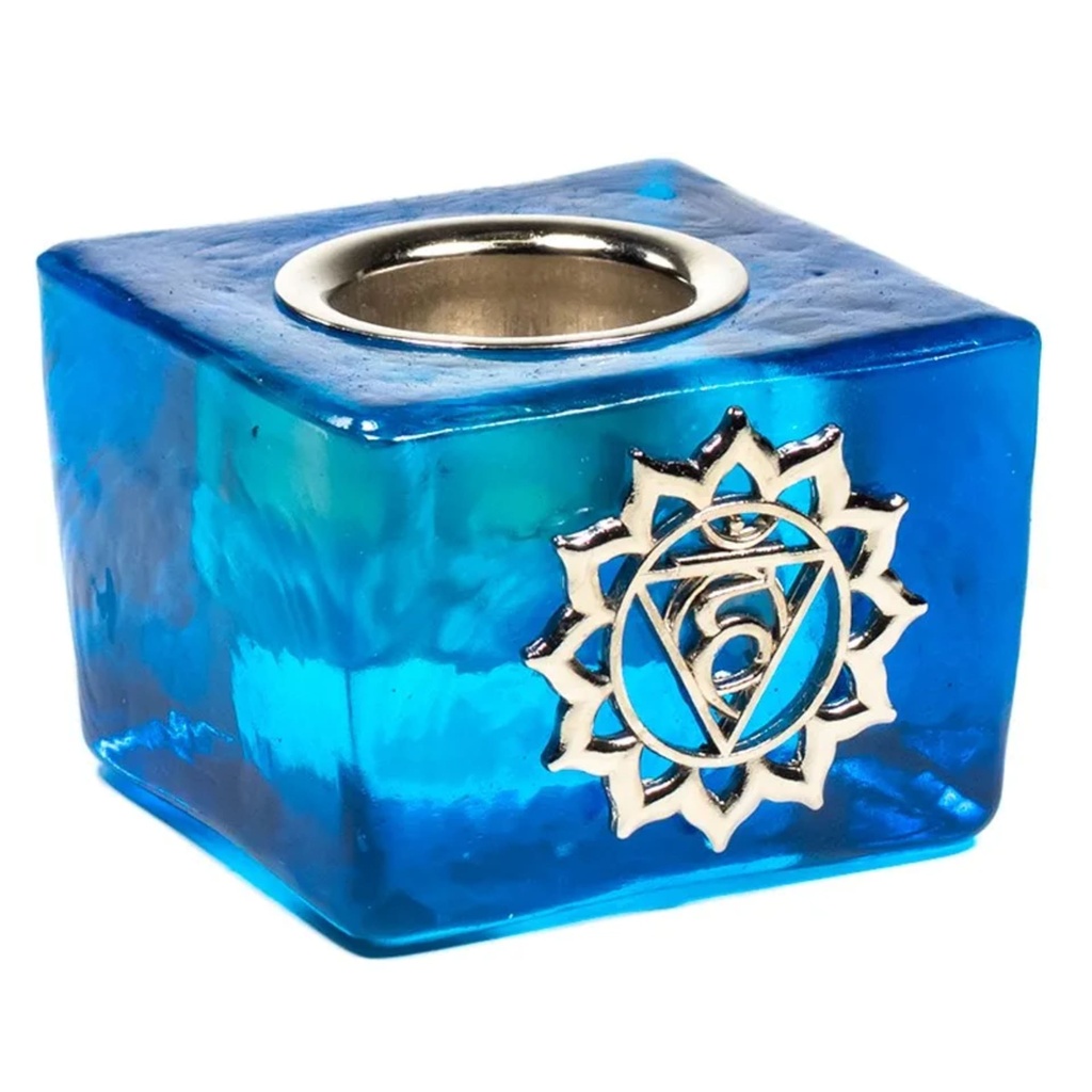 [8719497615551] Bougeoir chakra de la gorge avec trou de 22mm -- 4.5x4.5x3.5