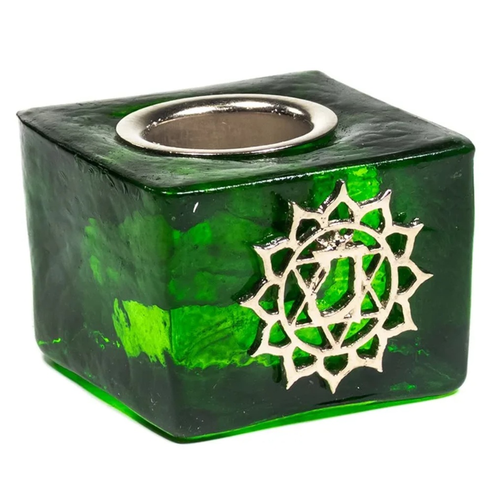 Bougeoir chakra du coeur avec trou de 22 mm -- 4.5x4.5x3.5cm