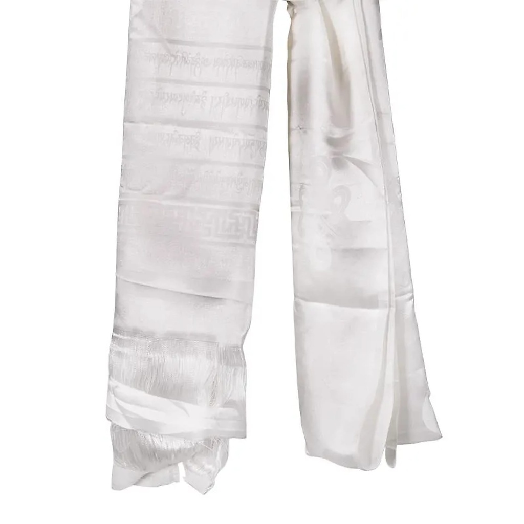 Katha écharpe tibétaine de luxe blanche XL | 240 cm