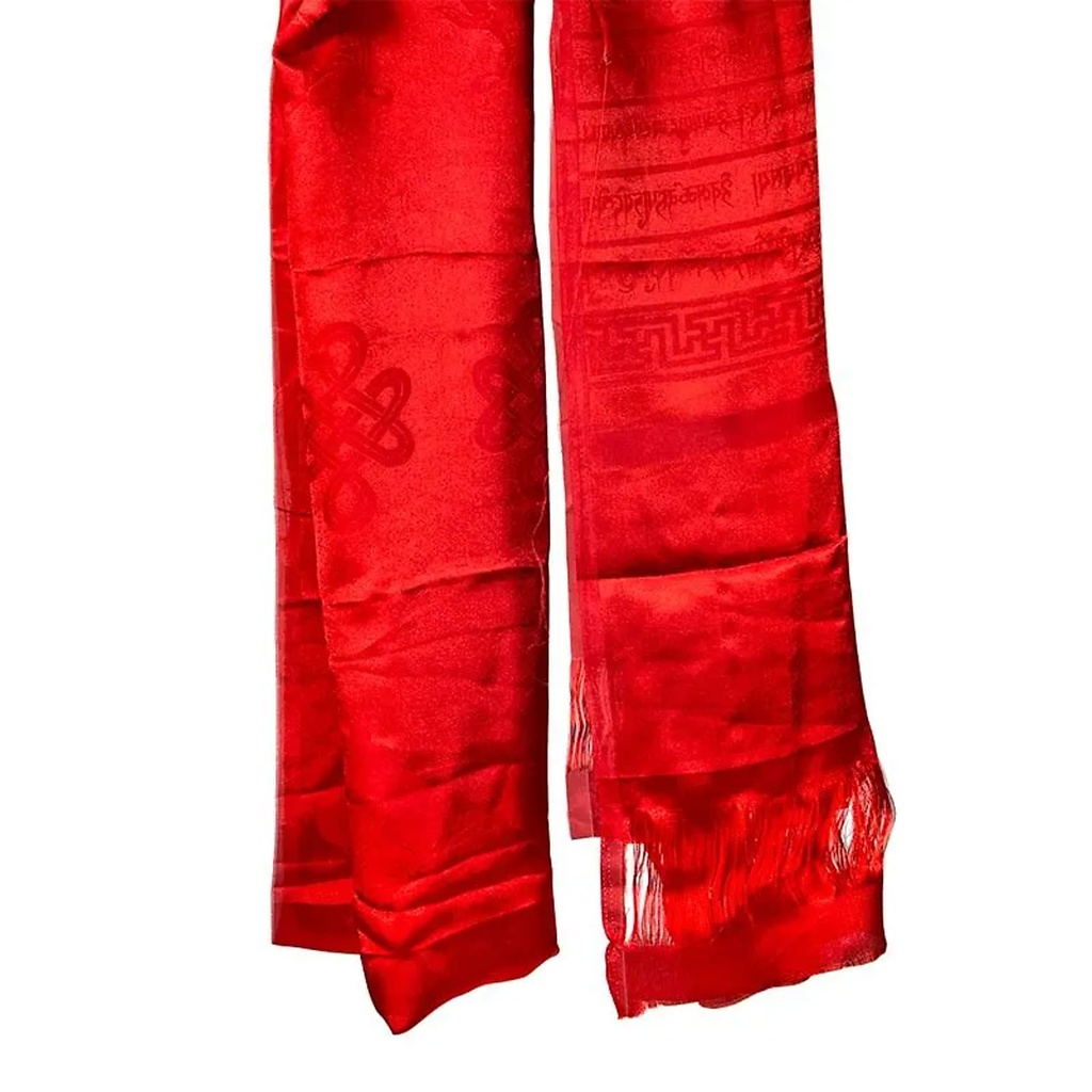 Katha écharpe tibétaine de luxe rouge XL | 240 cm