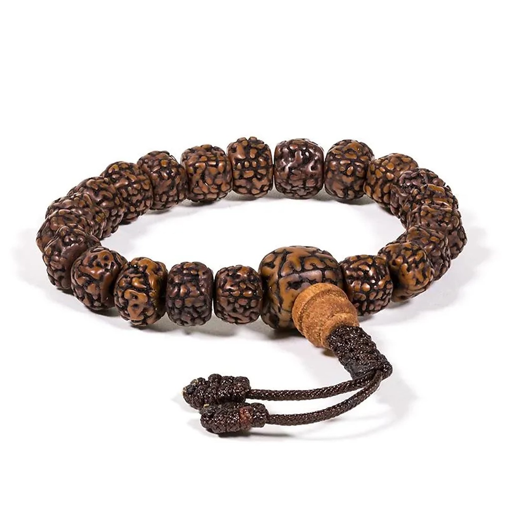 Mala/bracelet en Rudraksha 21 perles polies ajustable | 0.8 cm