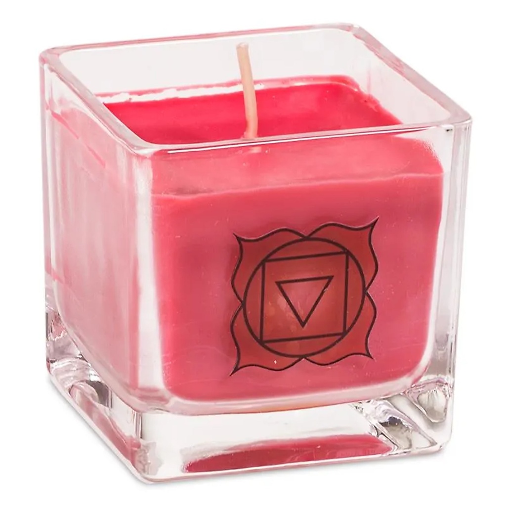 Bougie parfumée cire de colza écolo 1er chakra | ±260 g; 6x6x6 cm