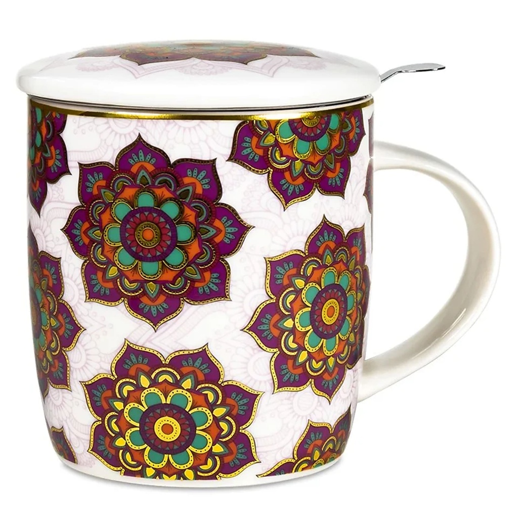 Tasse à thé infuseur Mandala rouge |  ±400 ml