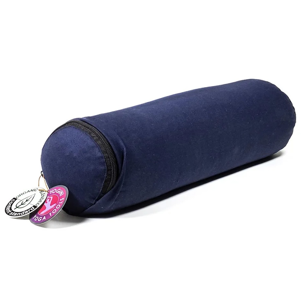 [8719497618415] Mini bolster / traversin bleu foncé coton BIO (OCS) | 40x12cm; ±920g
