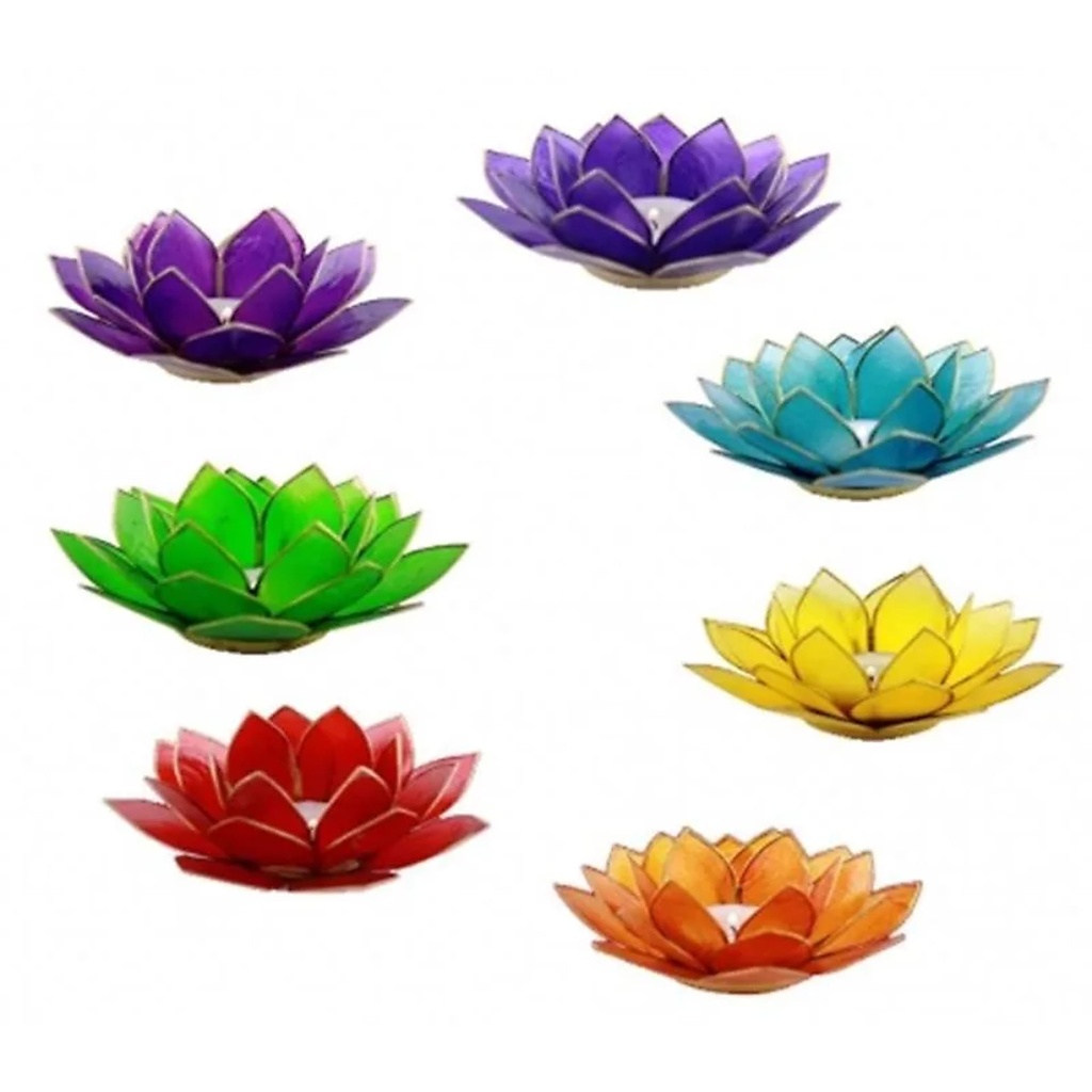 Eclairage ambiance Lotus Chakras / argentés | 13.5cm