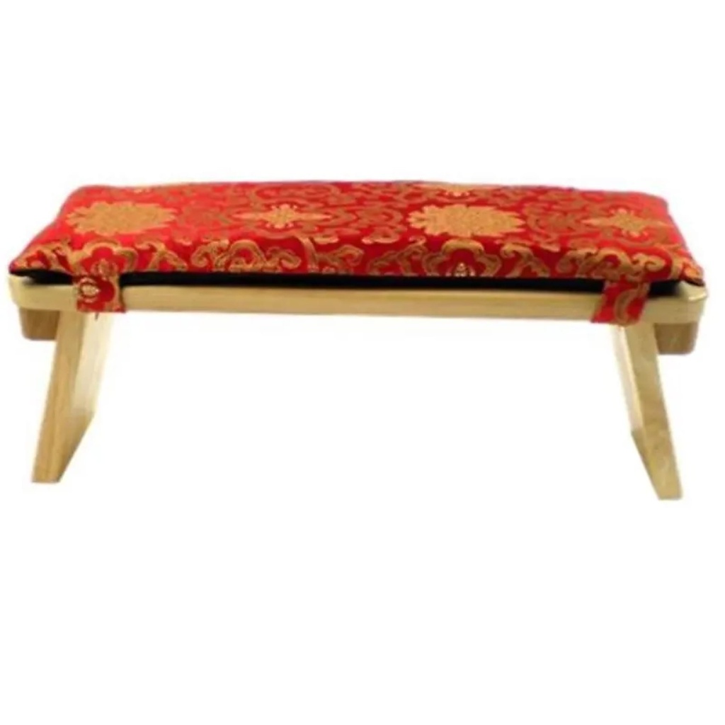 Coussin de banc de méditation rouge lotus or | 48x17x3 cm