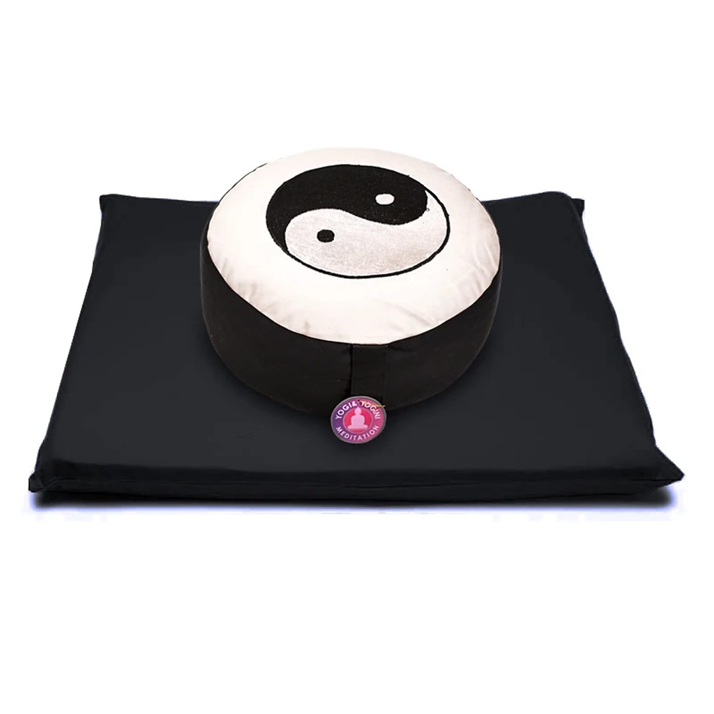 SET Méditation symbol yin yang crème et noir | 65x65x5 cm