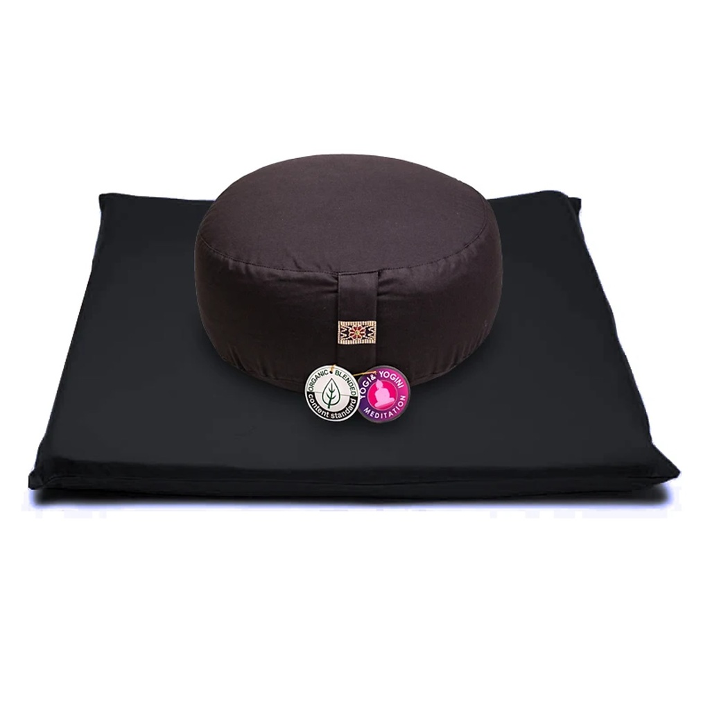 SET Méditation noir sur noir coton BIO (OCS) | 65x65x5 cm; ±2500 g