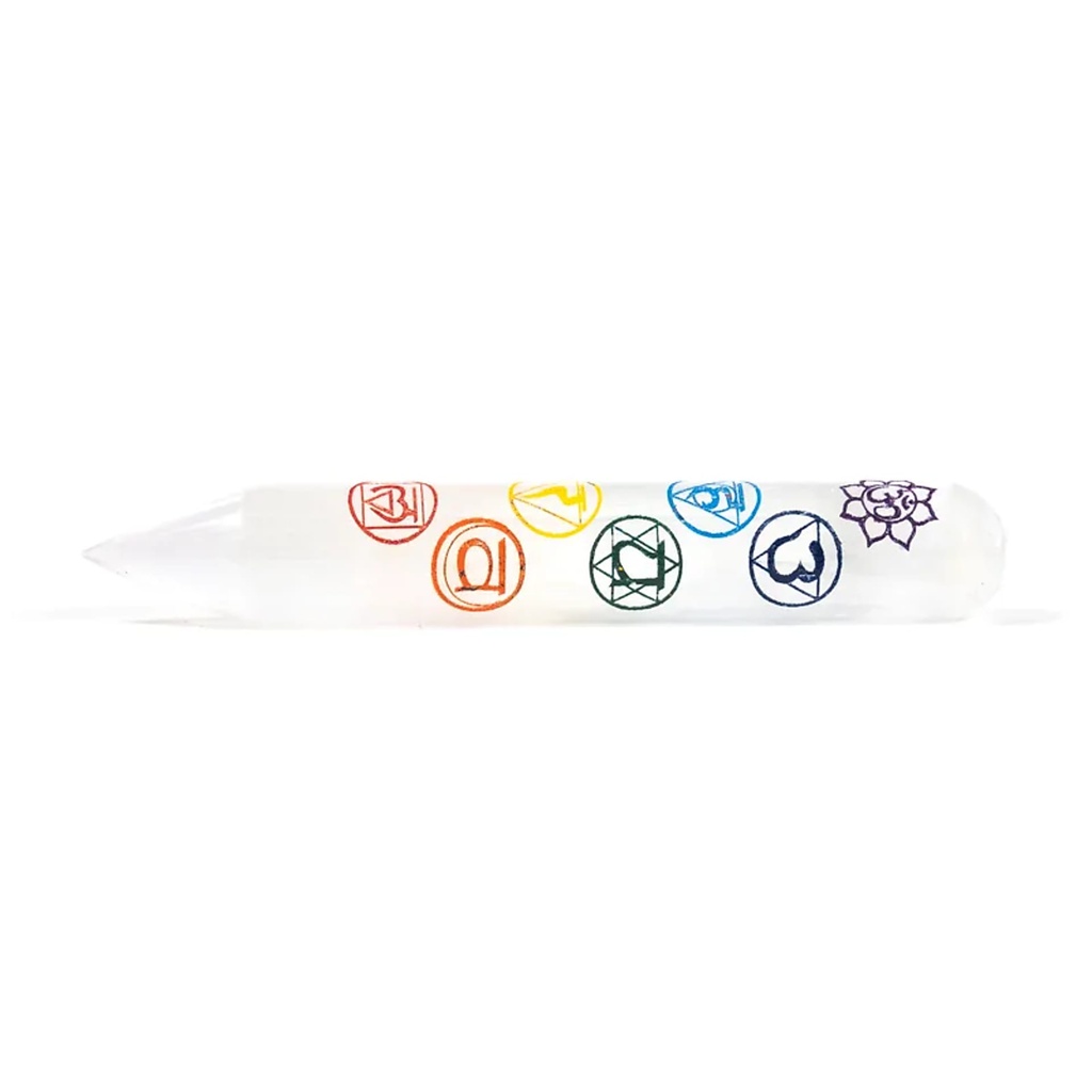 Baguette de massage Sélénite 7 chakra | 15cm