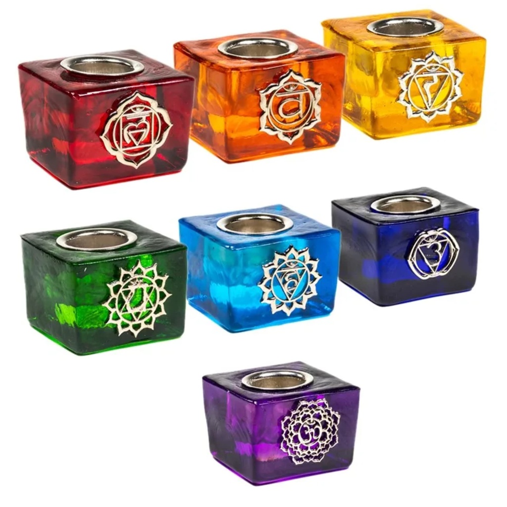 SET de 7 bougeoirs Chakra avec trou de 22 mm