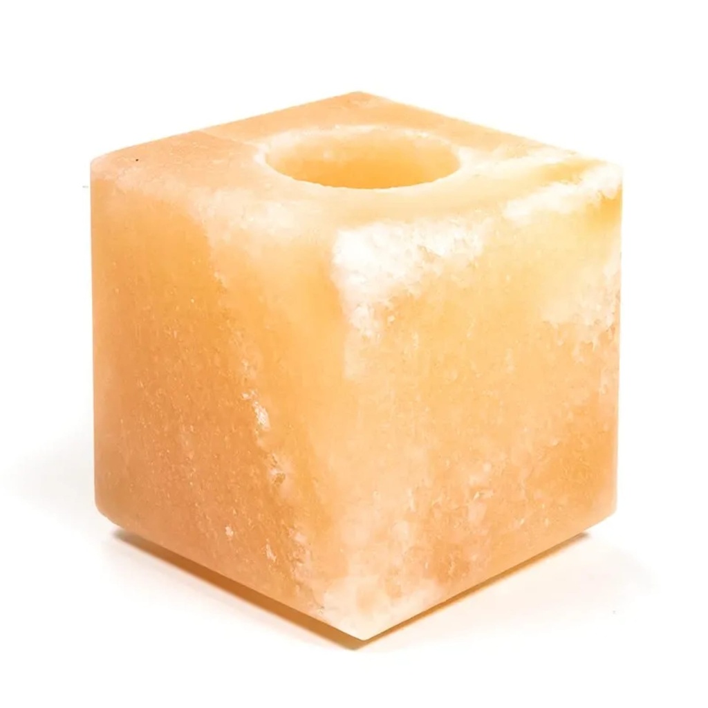 Bougeoir en cristal de sel cube -- 1350g