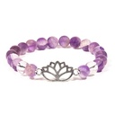 Bracelet Améthyste chevron/Cristal de roche lotus | 8 mm