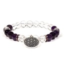 Bracelet Cristal de roche / Améthyste + fleur de vie | 8 mm