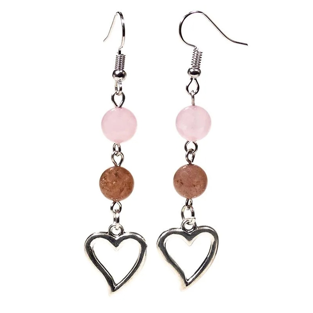 Boucles d'oreilles Quartz rose/Quartz fraise & coeur | 8mm
