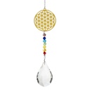 Fleur de Vie goutte de cristal & chaine des chakra | 29 cm