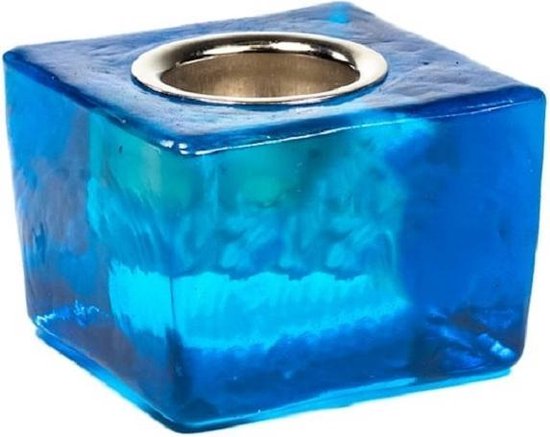 [8720088292655] Bougeoir bleu clair avec trou de 22 mm -- 4.5x4.5x3.5cm