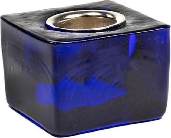 Bougeoir bleu foncé avec trou de 22 mm -- 4.5x4.5x3.5cm