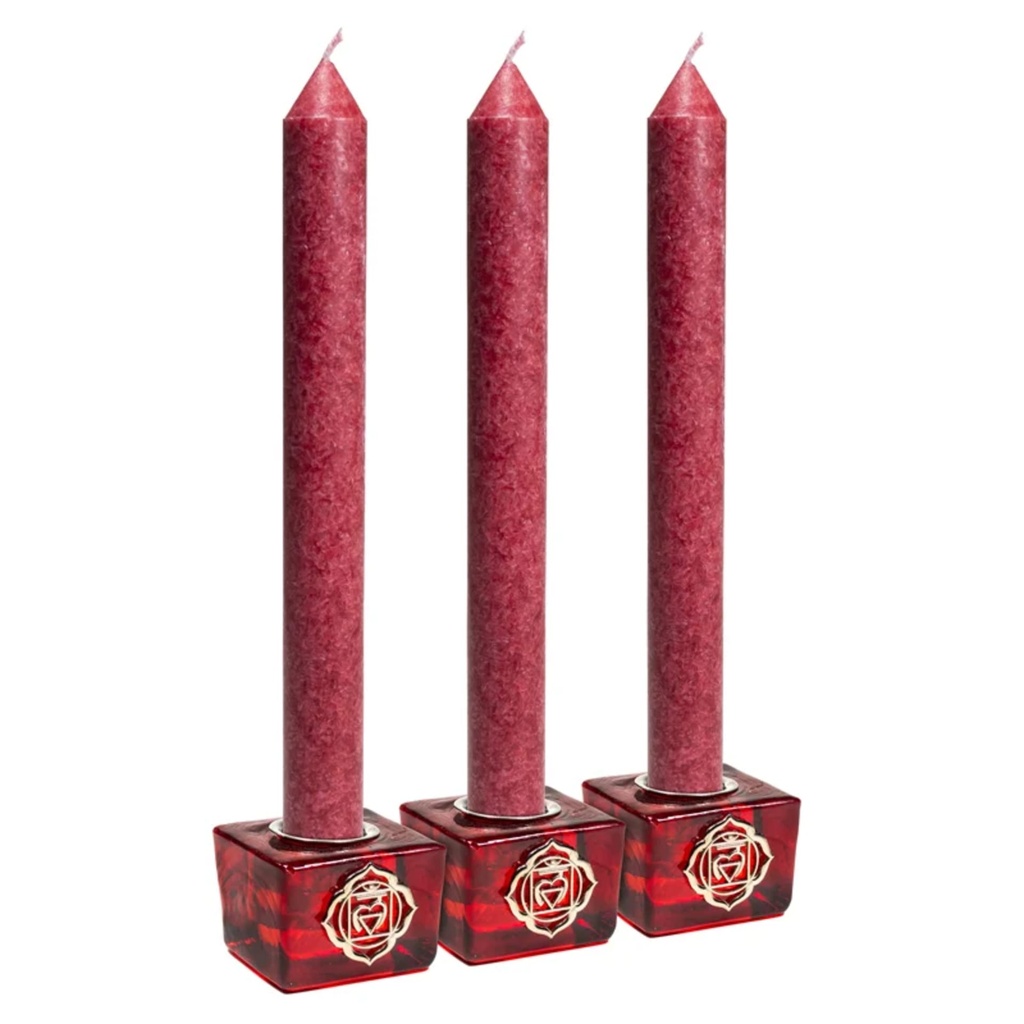 [8720088292945] Set: bougeoirs cube chakra racine + bougies