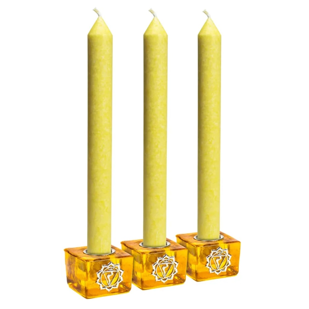 [8720088292969] Set: bougeoirs cube chakra plexus solaire + bougies