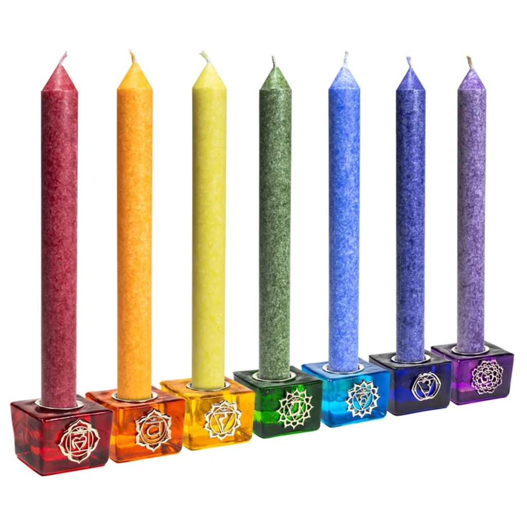 [8720088293027] SET: 7x3 bougies Chakra +7 supports