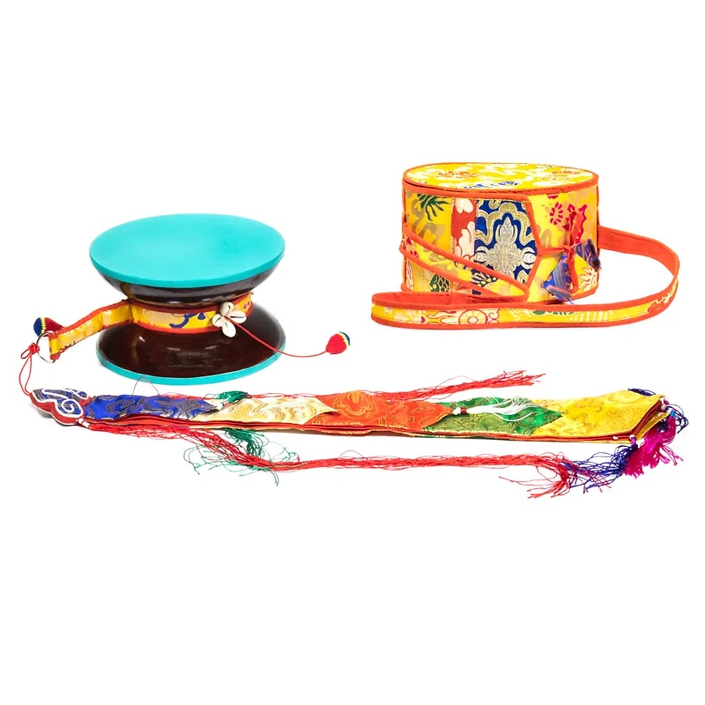 Tambour Chod Mystic Ritual + Housse jaune | 20x11 cm