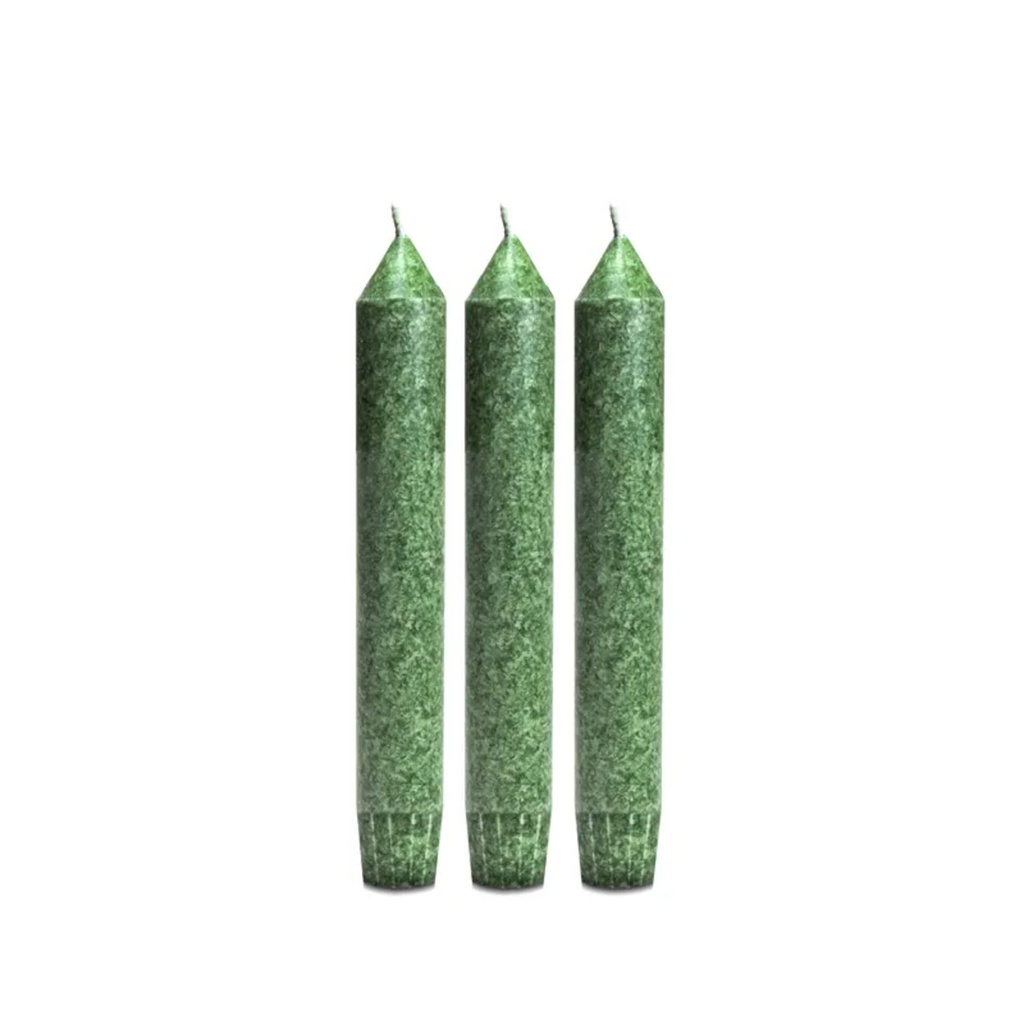 Set de 3 petites bougies vertes -- 16x2.2cm