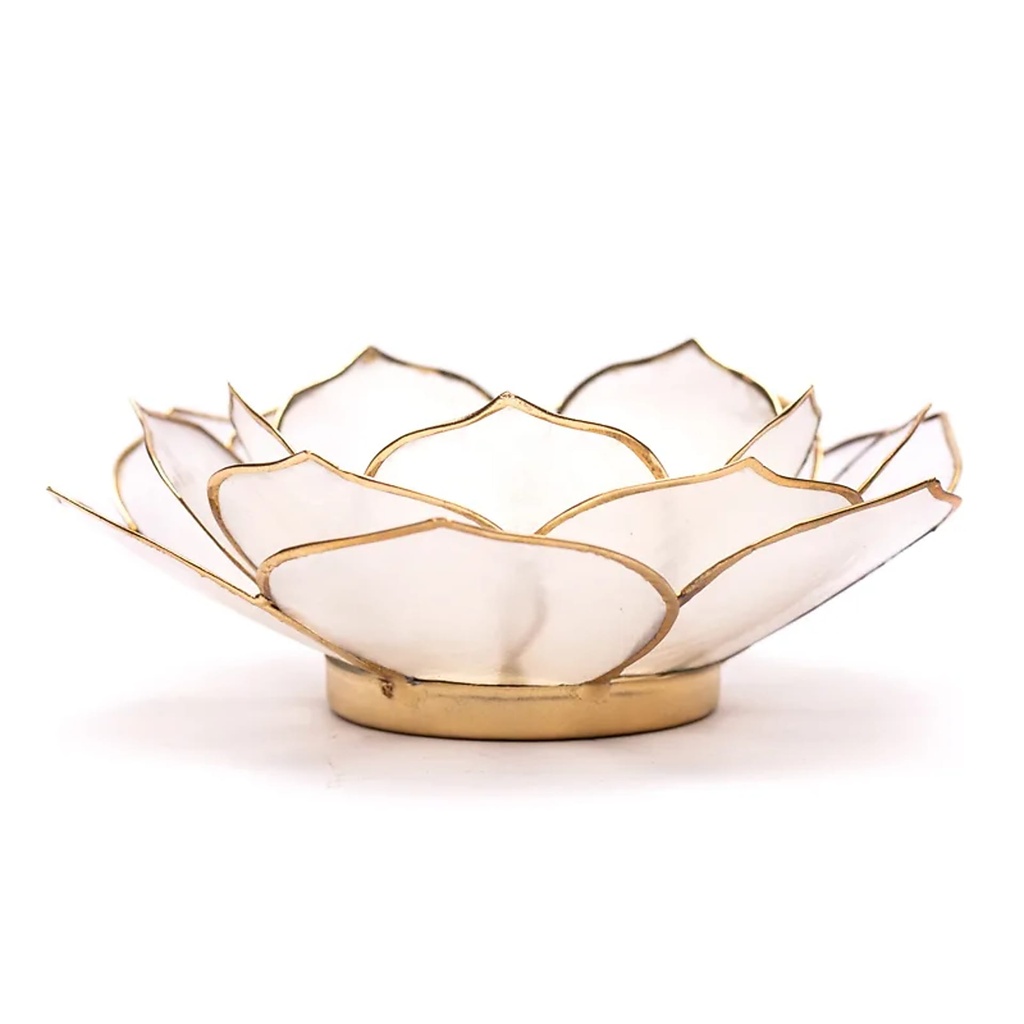 Lumière d'ambiance pétale Lotus naturel bordure or | 13.5cm
